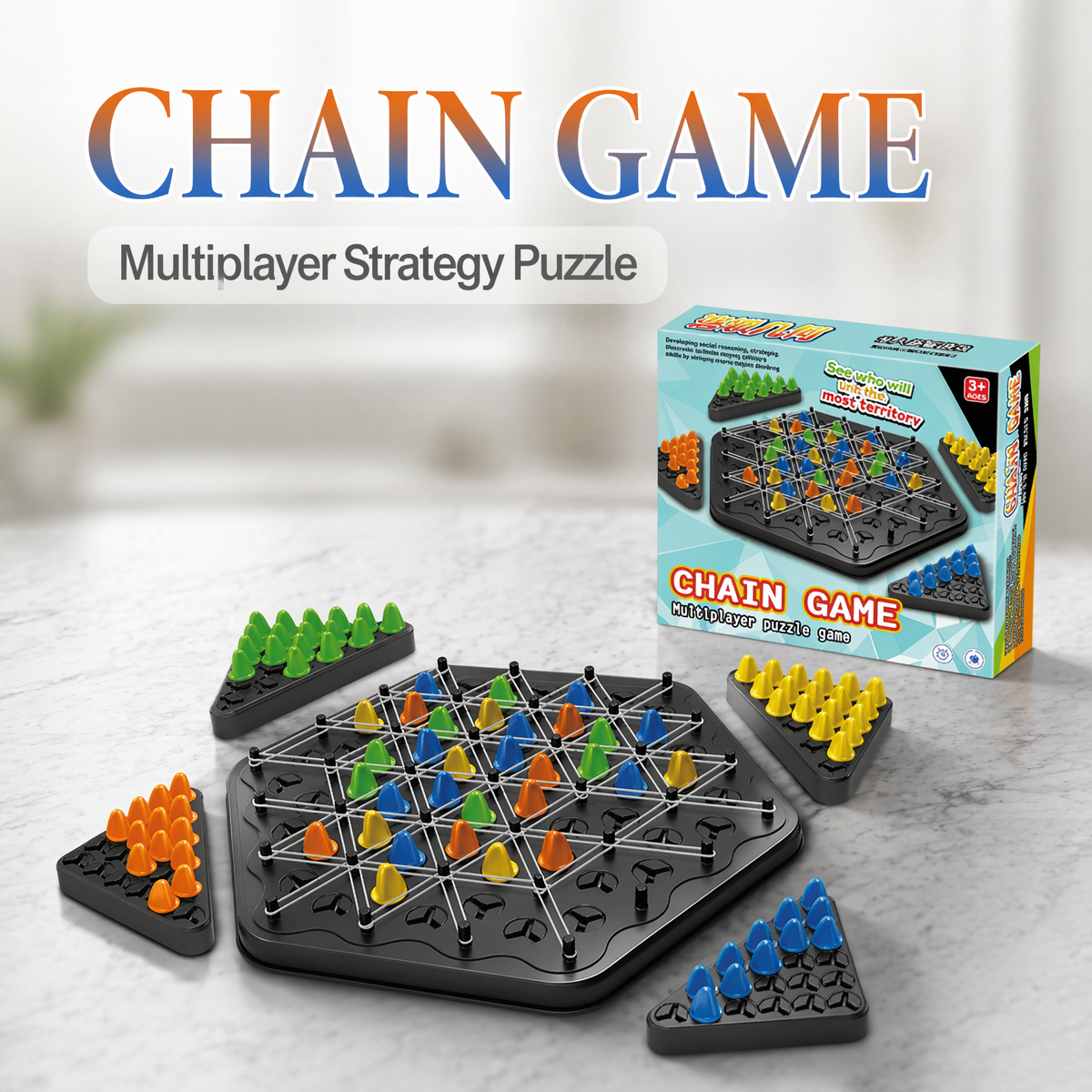 Party Games Kids And Adults - Chain Triangle Chess Game, Triggle Rubber