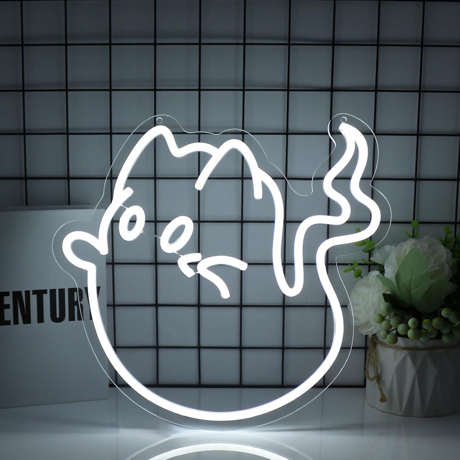 Cat Ghost Neon Sign USB Powere - Party Games Birthday 리뷰 및 가격