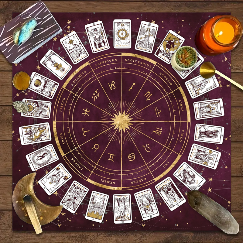 1pc Tarot Card Tablecloth, 12  - Zodiac Party Games 리뷰 및 가격