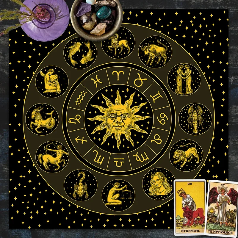 Tarot Cloth Gold Sun Zodiac Ve - Zodiac Party Games 리뷰 및 가격
