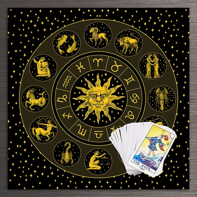 Tarot Cloth Gold Sun Zodiac Ve - Zodiac Party Games 리뷰 및 가격
