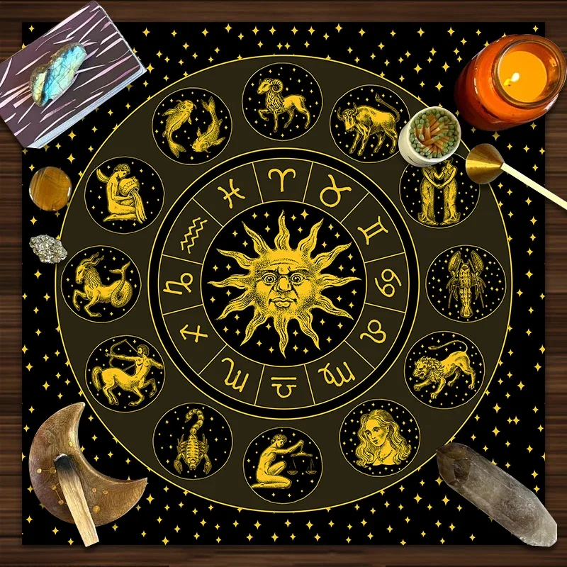 Tarot Cloth Gold Sun Zodiac Ve - Zodiac Party Games 리뷰 및 가격