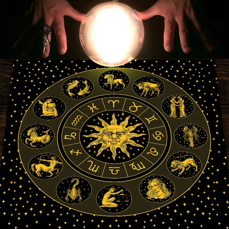 Tarot Cloth Gold Sun Zodiac Ve - Zodiac Party Games 리뷰 및 가격