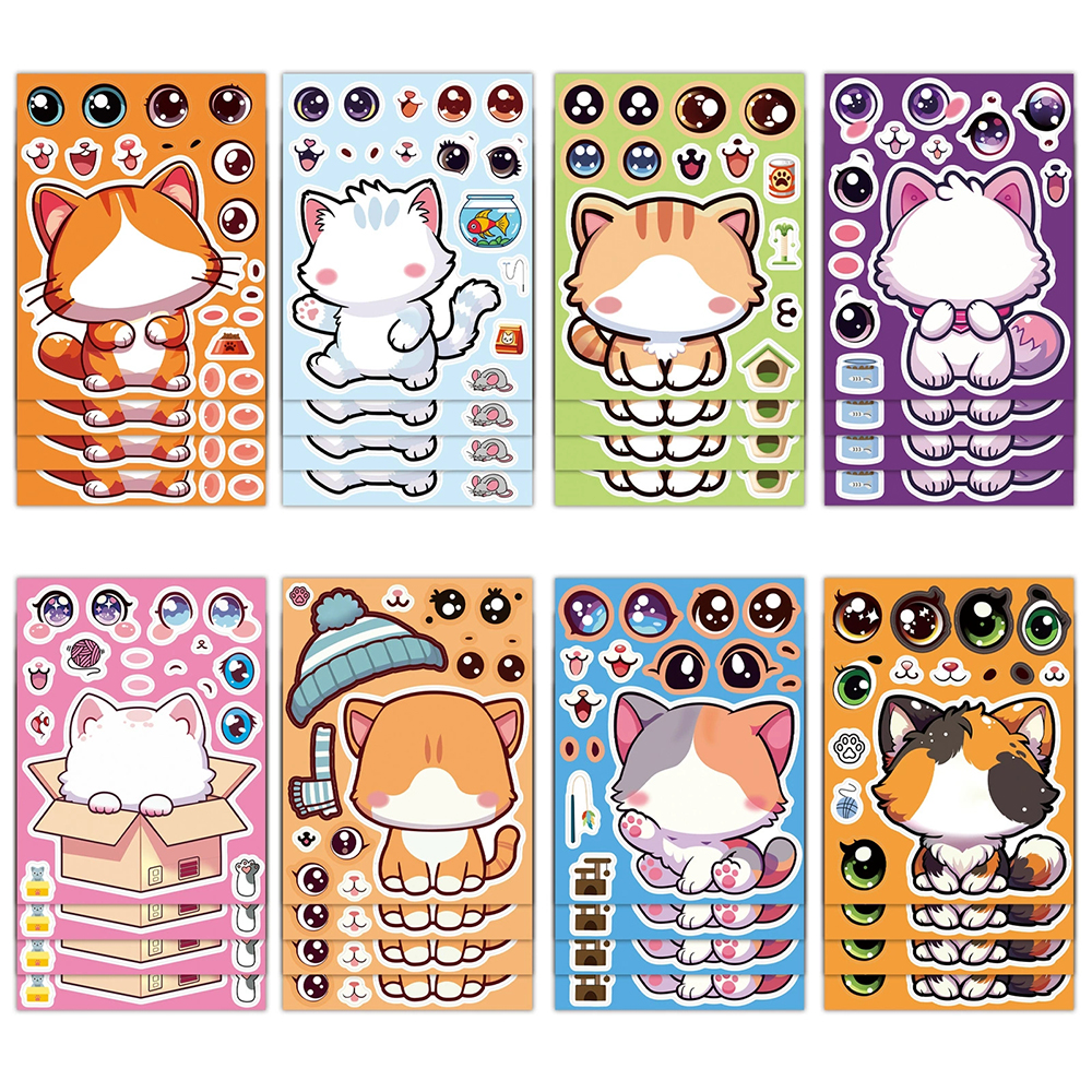 8/16Sheets Cute Cat Cartoon Ma - Party Games Instagram 리뷰 및 가격