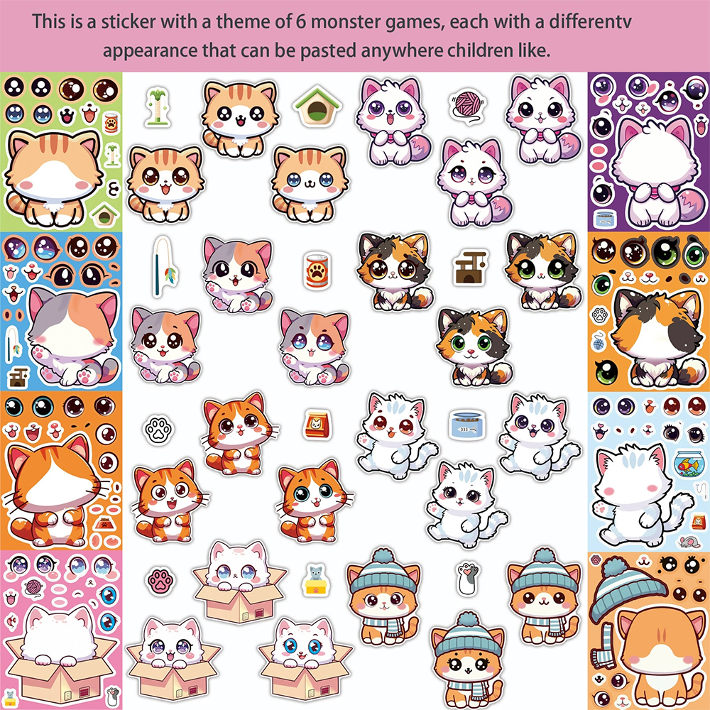 8/16Sheets Cute Cat Cartoon Ma - Party Games Instagram 리뷰 및 가격