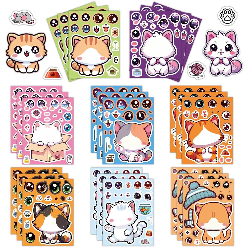 8/16Sheets Cute Cat Cartoon Ma - Party Games Instagram 리뷰 및 가격